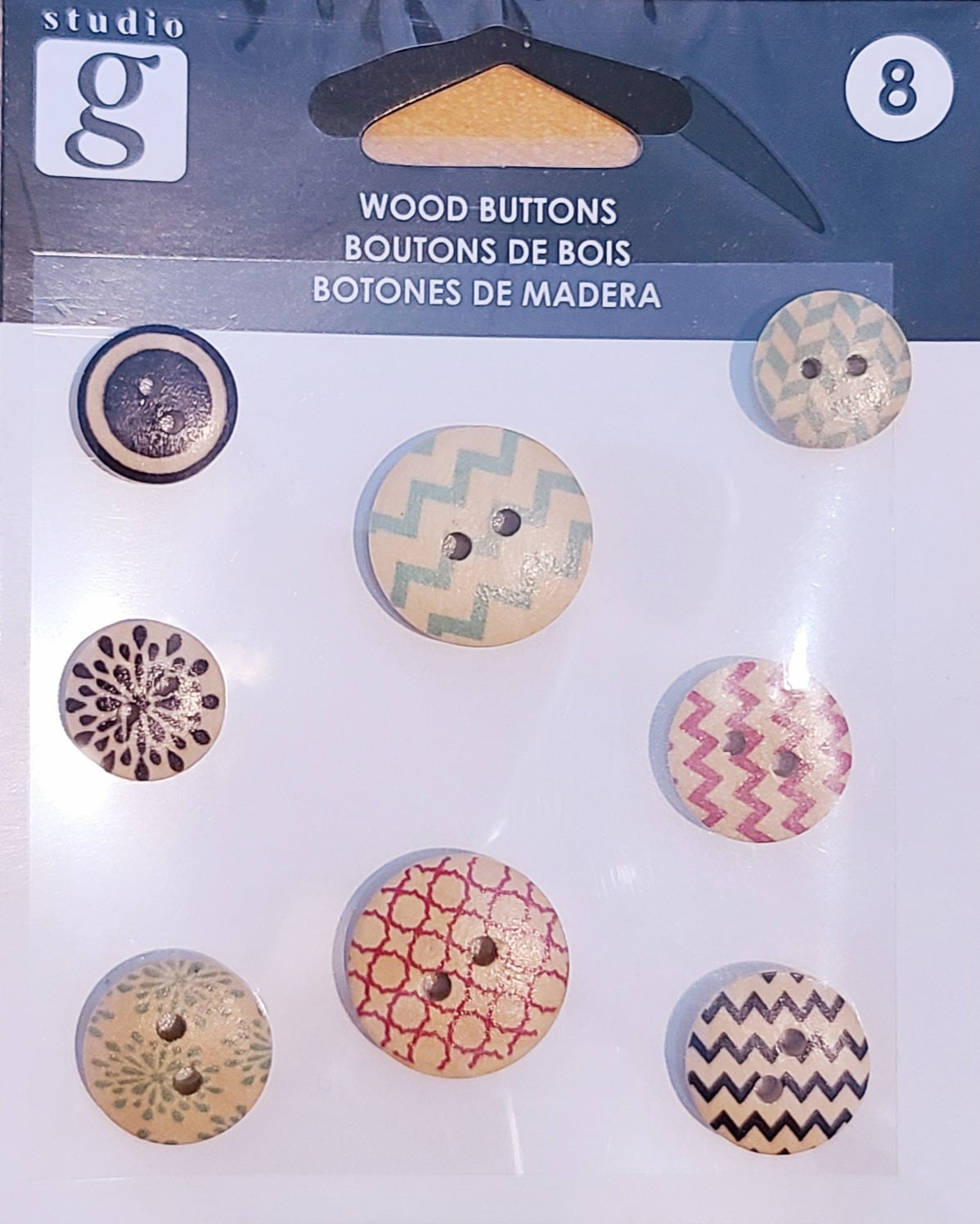 50pcs Assorted Design Wooden Buttons for Crafts Scrapbooking or Sewing -  Engraved Tree Pattern 