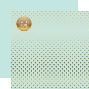 May include: A light blue and gold polka dot pattern with a gold foil sticker that reads "GOLD FOIL". The polka dots are arranged in a gradient pattern, with the dots becoming denser towards the bottom of the image. The background is a solid light blue.