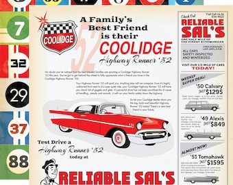 Carta Bella - Cartopia - Car Advertisement Scrapbook Paper