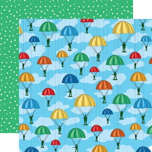 Carta Bella Paper - Little Boy - Paratrooper Unit 12x12 Scrapbook Paper
