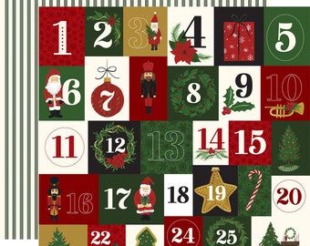 Echo Park Paper - Here Comes Santa Claus - Twenty Five Days 12x12 Scrapbook Paper