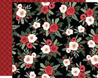 Carta Bella - Happy Christmas - Festive Florals Scrapbook Paper