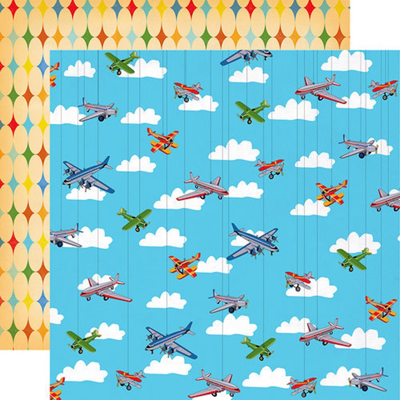 Carta Bella - TOYBOX - Airplanes Soaring Scrapbook Paper image 1