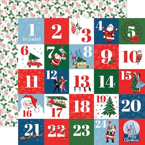 Carta Bella Paper - Merry Christmas - Countdown to Christmas 12x12 Scrapbook Paper