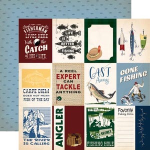 Carta Bella - Gone Fishing - 3x4 Journaling Cards Scrapbook Paper