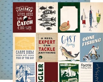 Carta Bella - Gone Fishing - 3x4 Journaling Cards Scrapbook Paper