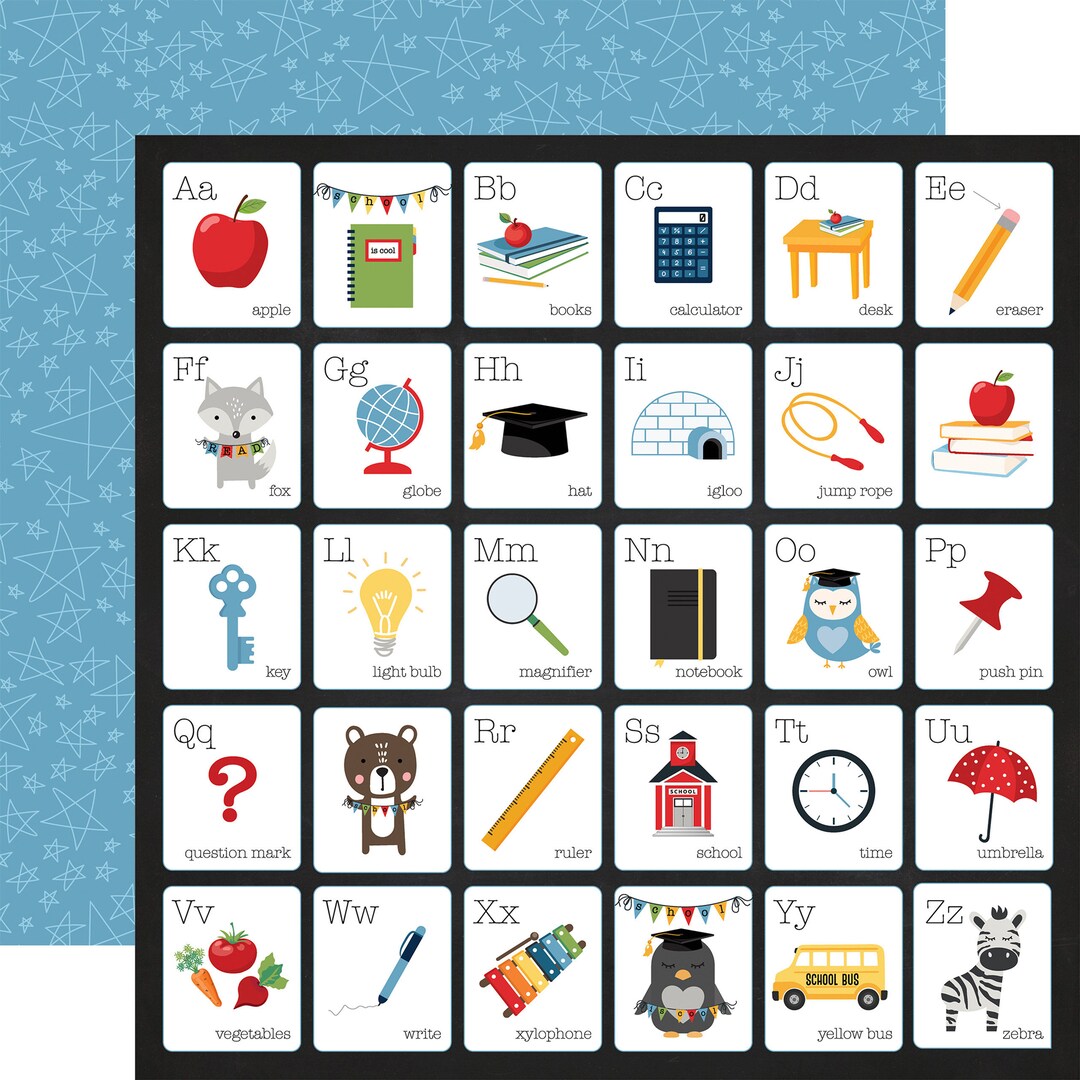 Echo Park - School Rules - Alphabet 12x12 Scrapbook Paper - Etsy