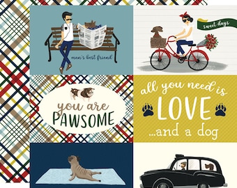Echo Park - A Dog's Tail - 4x6 Journaling Cards 12x12 Scrapbook Paper