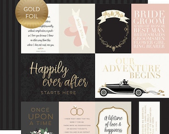 Echo Park Paper - Jour du mariage - Cartes de journalisation avec feuille d'or, papier de scrapbooking 12 x 12