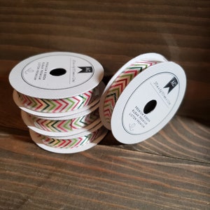 Christmas Chevron Ribbon - American Crafts .375&quot; x 4 ft
