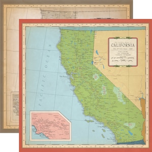 Carta Bella - Cartography No 1 - California Scrapbook Paper