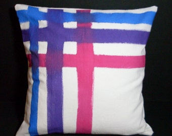 Hand-dyed Plaid Pillow Cover