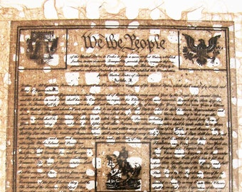 We The People /American Prayer Flag / Etching with Chine Collé