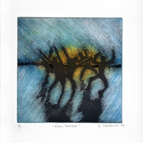 Monotype / "Rain Dance" / Hand Pulled / Printmaking / Signed Original Art Print  1/1