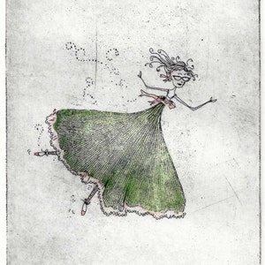ETCHING / Ginkgo / Original, Handcolored Etching / Copper Plate