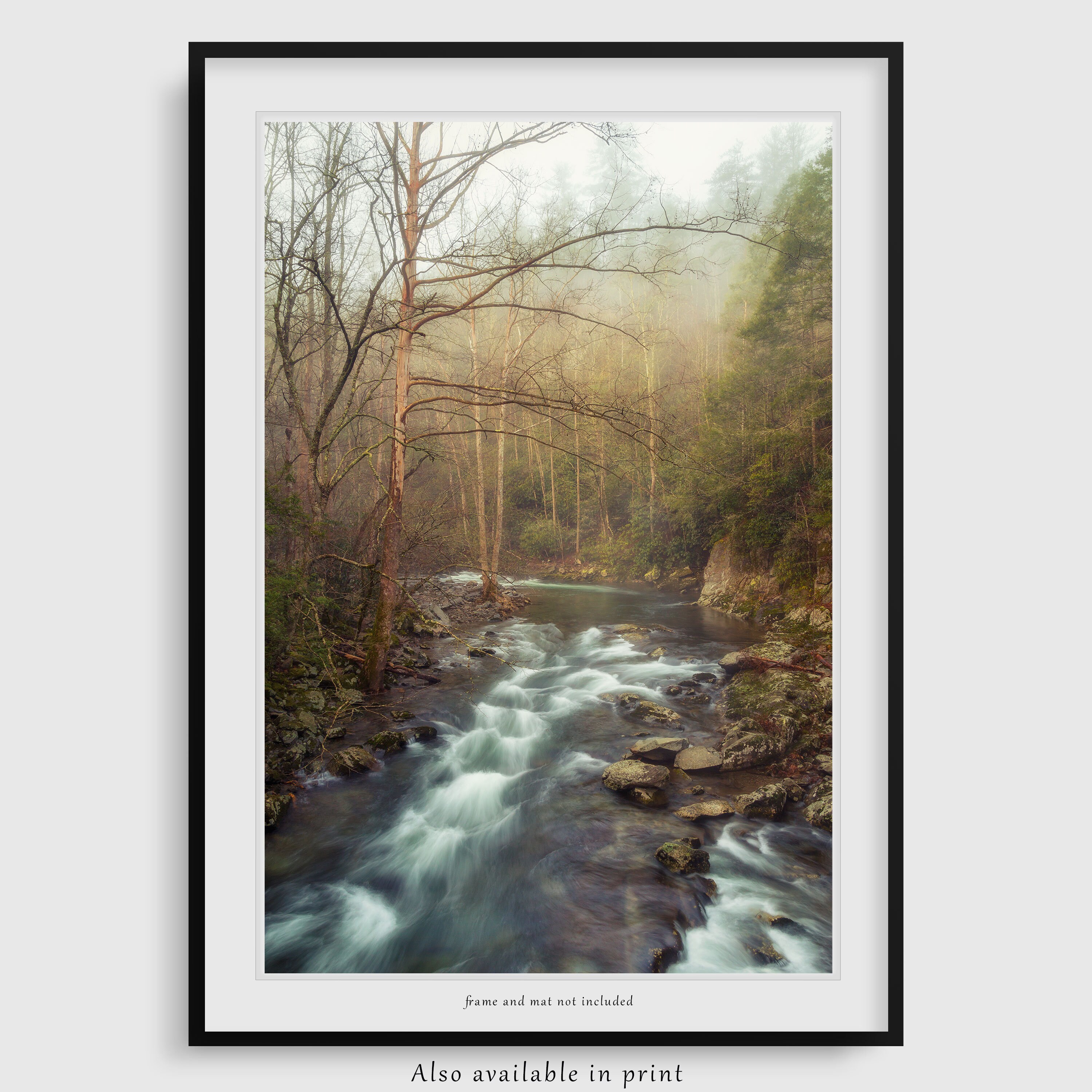 Smoky Mountain Art, Canvas Wall Art, Bathroom Wall Decor, Nature