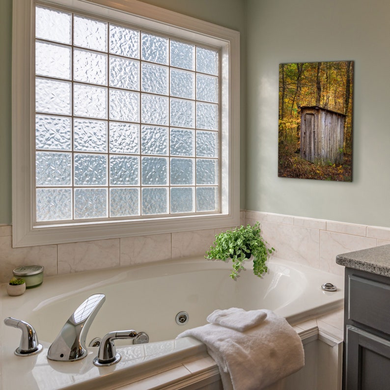Outhouse Decor, Rustic Farmhouse Bathroom Wall Decor, Fall Wall Art, Canvas Wall Art, Bathroom