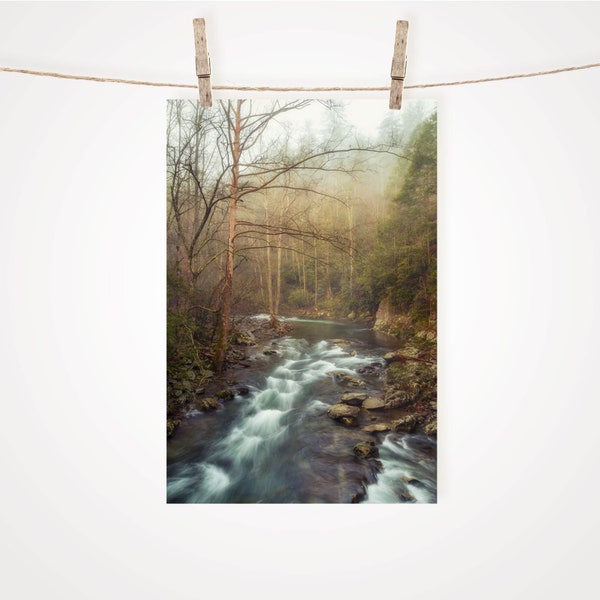 Smoky Mountain Photography Print for Bathroom Wall Decor, Nature Photography, Smoky Mountains Wall Art, Tennessee Picture, River House Decor