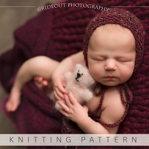 Teddy Bear Knitting Pattern, Knit Newborn Photography Photo Props Pattern, Knitted Toy Pattern, Tiny Bear Stuffed Animal Pattern