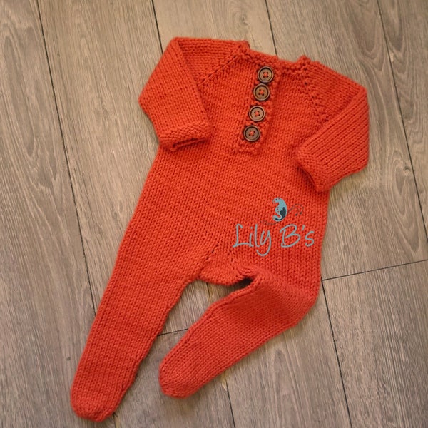 Newborn Sleeper Knitting Pattern, Baby Pajamas Romper, Knitting Patterns for Babies, Baby Shower Gift, Long Sleeves, Footed, Baby Knits
