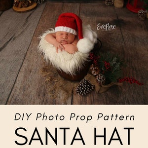 Santa Hat Knitting Pattern, Preemie, 18 inch doll, Newborn, Baby, Toddler, Child, Teen, Adult, Photography Props, Knit Flat or In Round image 9