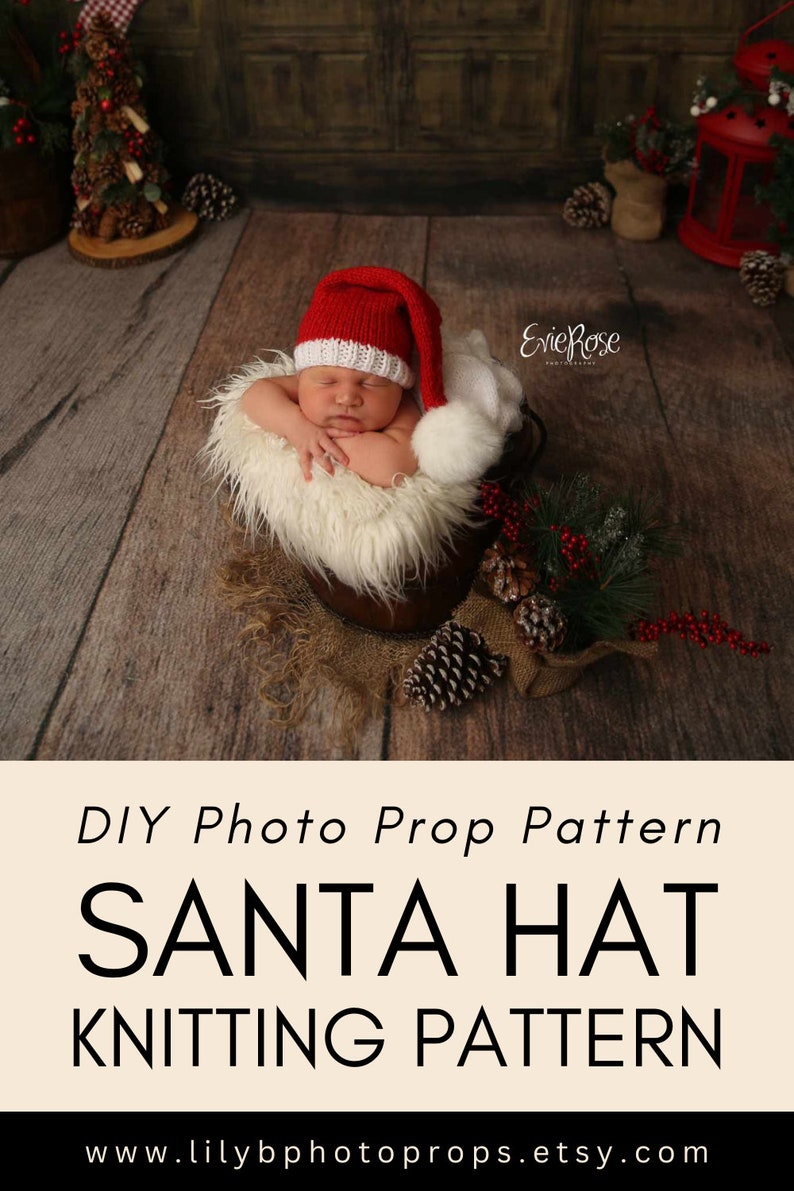 Santa Hat Knitting Pattern, Preemie, 18 inch doll, Newborn, Baby, Toddler, Child, Teen, Adult, Photography Props, Knit Flat or In Round image 9