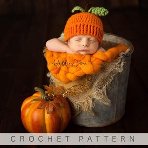 Patrón de gorro de calabaza a crochet: Gorro de Halloween para recién nacido (Patrón PDF)