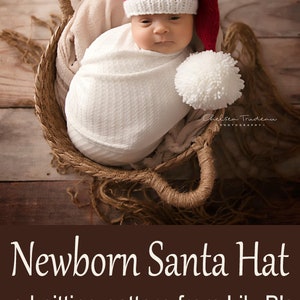 Santa Hat Knitting Pattern, Preemie, 18 inch doll, Newborn, Baby, Toddler, Child, Teen, Adult, Photography Props, Knit Flat or In Round image 8