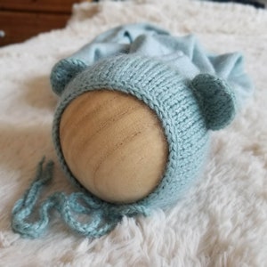 Bear Bonnet Knitting Pattern, 6 Sizes, Preemie, 18 Doll, Newborn, 3 6 9 12 Months, Newborn Photography, Baby Props, DIY, Digital Download image 8