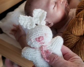 Bunny Knitting Pattern, Knit Newborn Photography Photo Props Pattern, Knitted Toy Pattern, 4" Rabbit Stuffed Animal Pattern