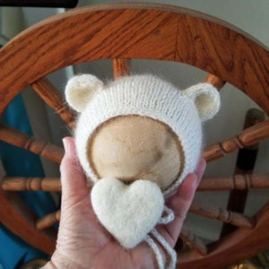Bear Bonnet Knitting Pattern, 6 Sizes, Preemie, 18 Doll, Newborn, 3 6 9 12 Months, Newborn Photography, Baby Props, DIY, Digital Download image 7