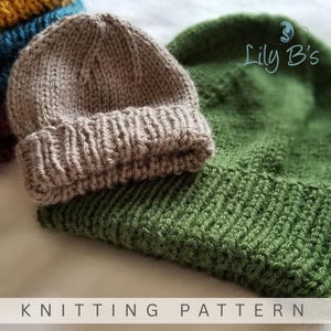 Classic Winter Hat Knitting Pattern (includes newborn, 3 months, sitter, toddler, child, teen and adult sizes) Beanie Toque