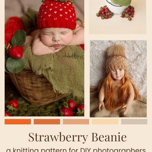 Strawberry Hat Knitting Pattern in 5 sizes, Baby Beanie Knitting Pattern, Newborn Photography Props, 18 Inch Doll Clothes Patterns image 10