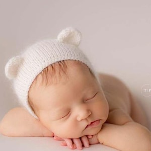 Patrón de tejido de gorro de oso: desde prematuros hasta 12 meses (descarga digital)