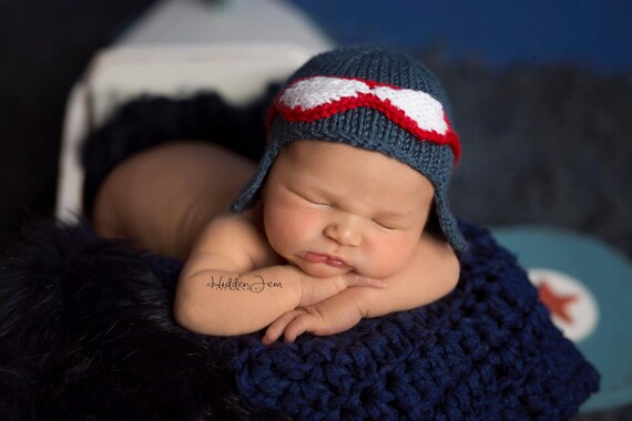 Knit Newborn Aviator Hat Baby Beanie 