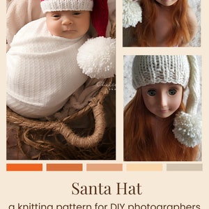 Santa Hat Knitting Pattern, Preemie, 18 inch doll, Newborn, Baby, Toddler, Child, Teen, Adult, Photography Props, Knit Flat or In Round image 10