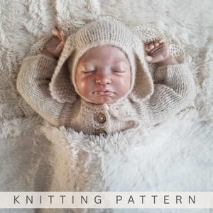 Bunny Bonnet and Spring Romper Photography Prop Knitting Pattern for Baby Photo Sessions, Size Newborn
