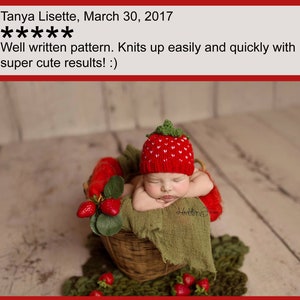 Strawberry Hat Knitting Pattern in 5 sizes, Baby Beanie Knitting Pattern, Newborn Photography Props, 18 Inch Doll Clothes Patterns image 8