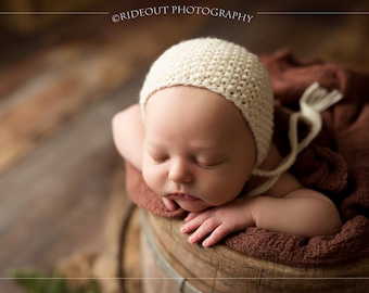 Baby Bonnet Knitting Pattern, Knit Baby Hat Pattern, Knitted Photo Prop, Newborn Photography, Photo Prop Pattern, Jasper Bonnet, 5 Sizes