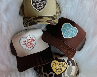 Boné Trucker Country Kinda Heart Patch dos anos 90