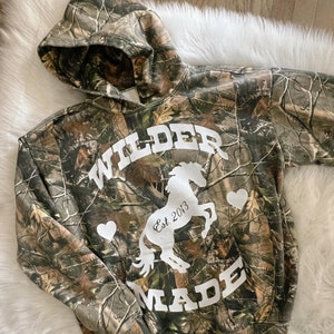 Fluffy camo hoodie top