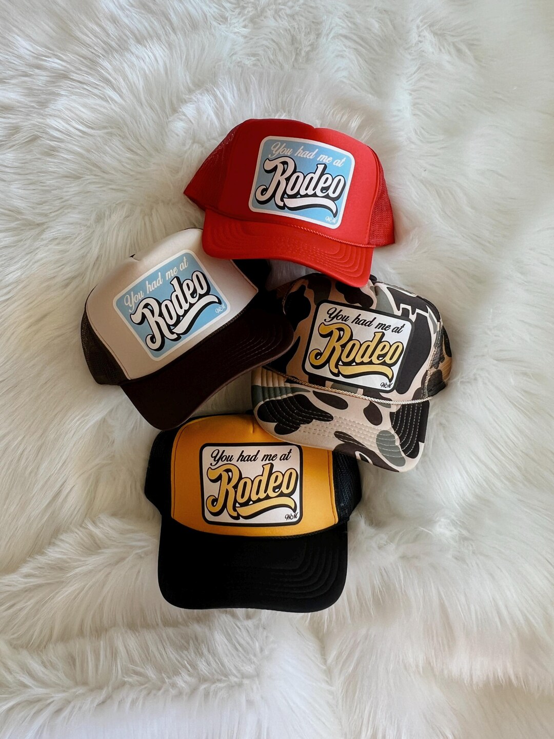 YOU HAD ME AT RODEO White & Blue Trucker Hat Meet Me at the Rodeo Two-Toned Vintage Hat main image 2