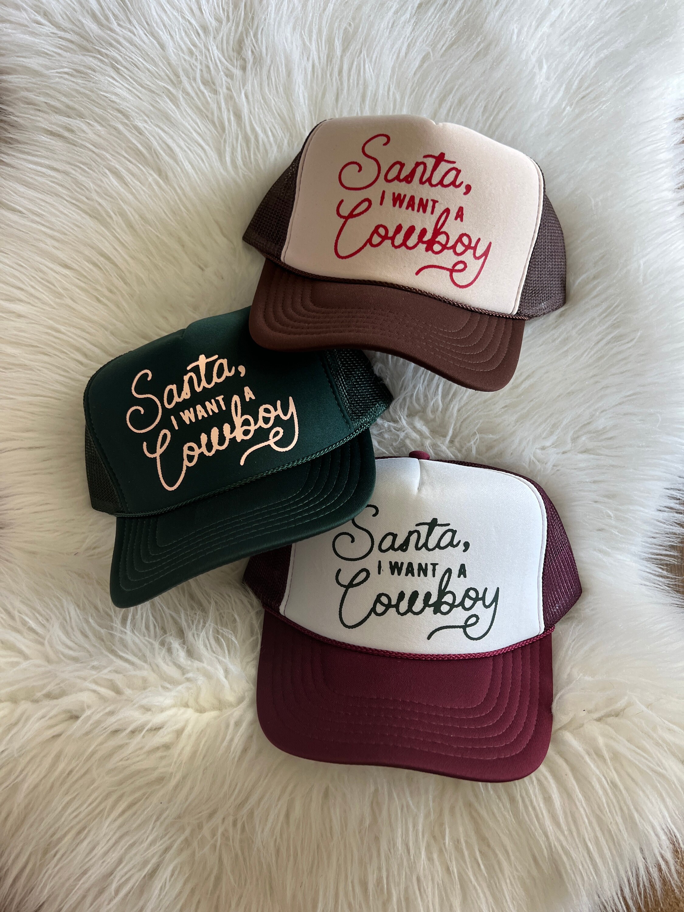 Brown and Cream trucker Hat with cowboy Santa christmas patch b5ffc5fa-9e62-466d-8e9c-  main image 3