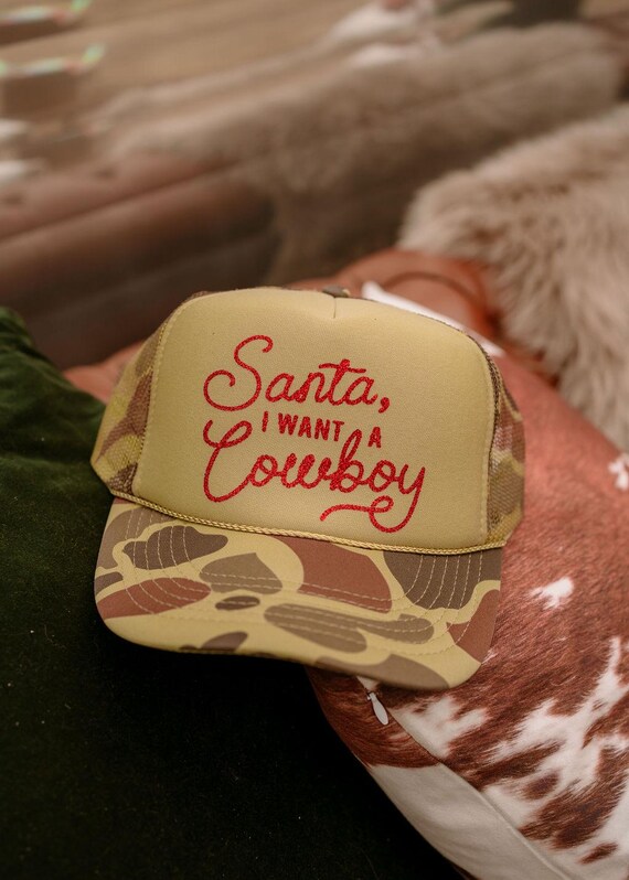 Santa, I Want A Cowboy Christmas Trucker Hat - Etsy Australia display picture 1