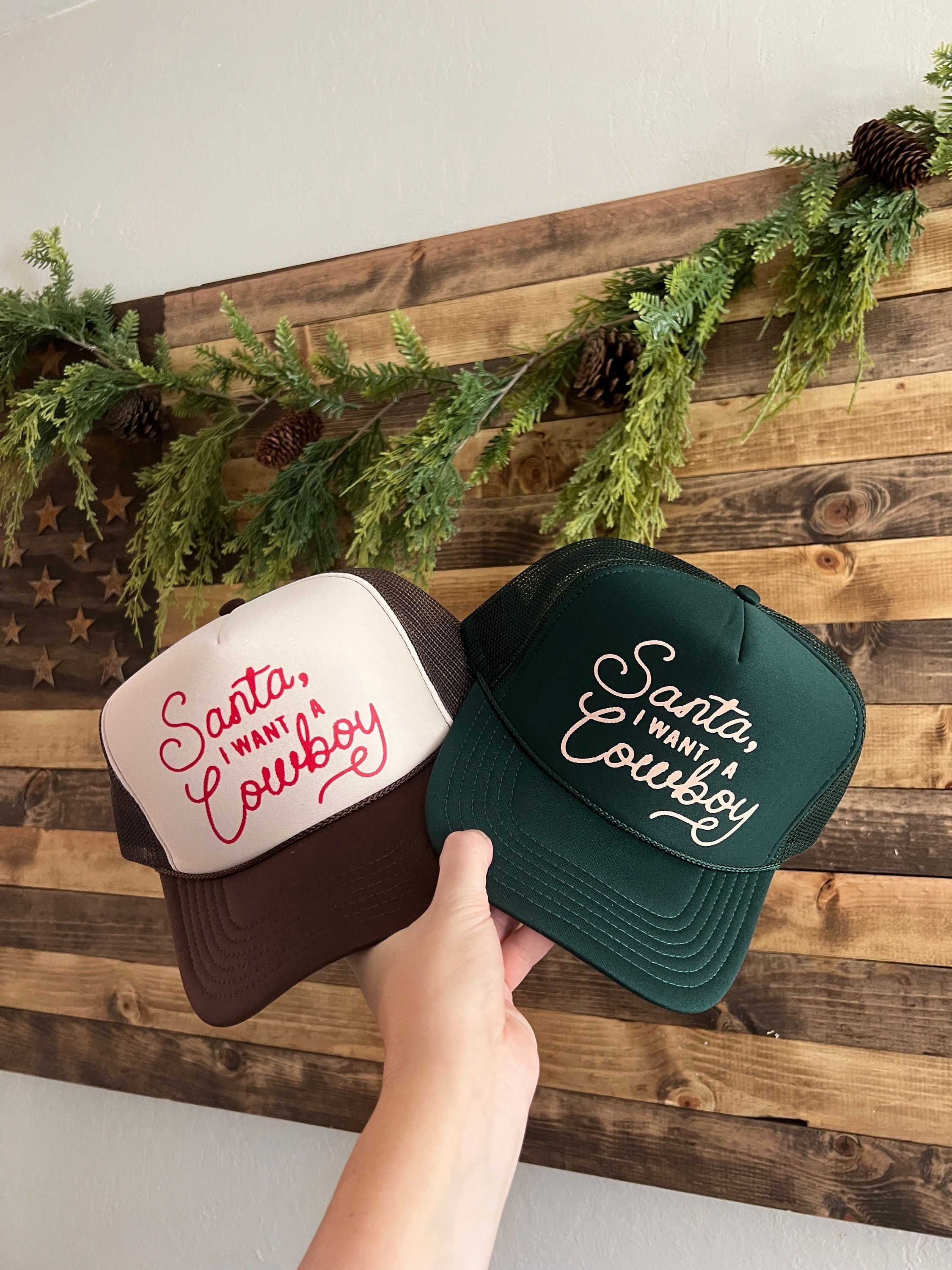 Santa, I Want A Cowboy Christmas Trucker Hat - Etsy display picture 2