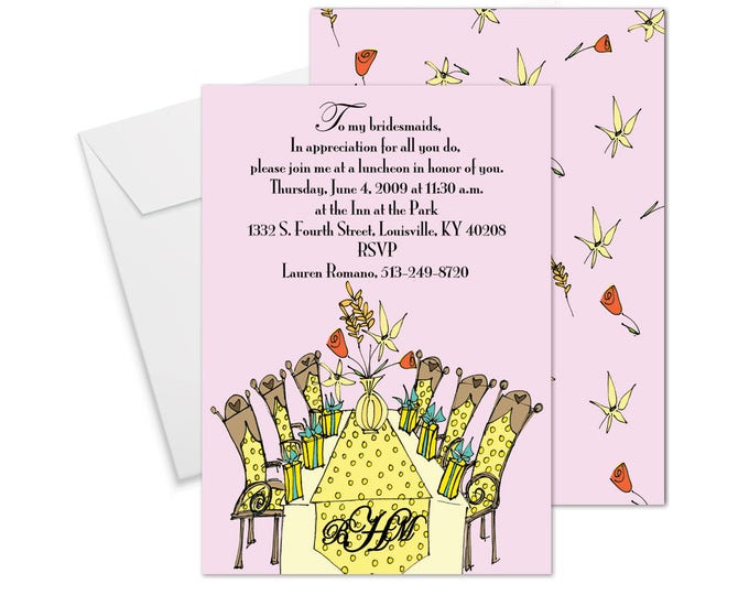 Yellow Luncheon Table Invitation