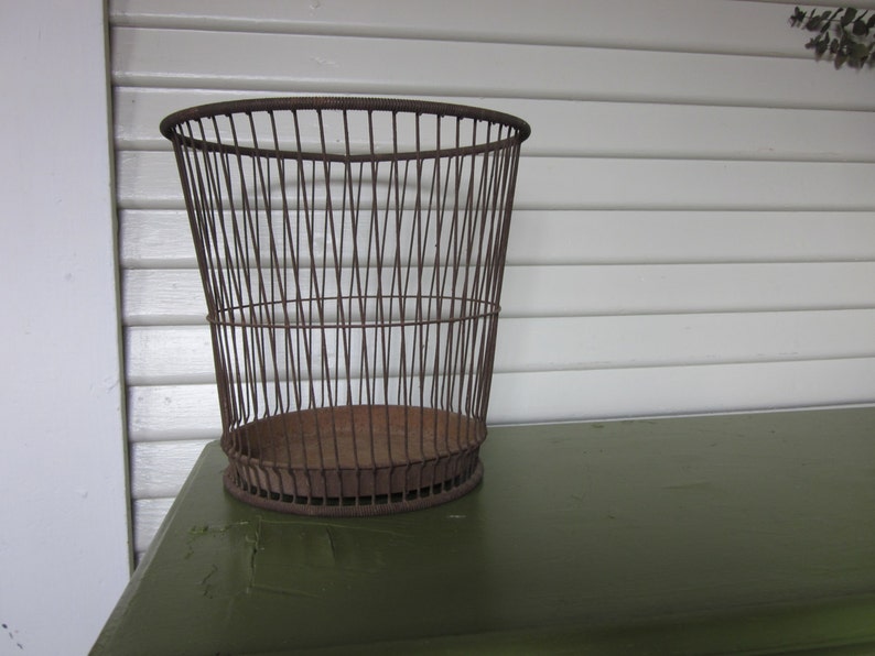 Vintage Wire Trash Can basket farmhouse industrial Etsy