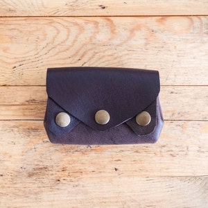 Monedero de piel marrón / Monedero pequeño de cuero con solapas / Cartera con monedero marrón / Cartera marrón piel / Monedero vintage piel