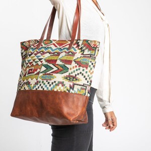 Black Friday Bag / Leder & Stoff Tragetasche / Große Tragetasche / Große Ledertasche / Boho Print Tasche / Stoff & Ledertasche