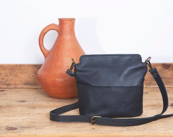 Women's leather shoulder bag / Leather crossbody bag / Casual leather bag for women / Black soft leather / Women's crossbody leather bags